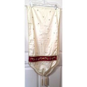 Seasons of Cannon Falls 72" Cream Table Runner Embroidery Gold Accents Tassels